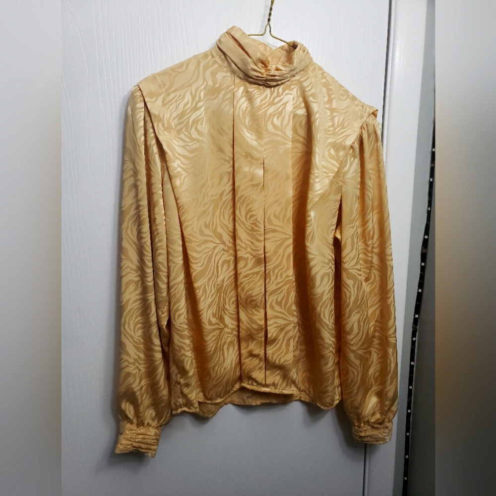 Soft Apparel polyester gold color blouse size 7